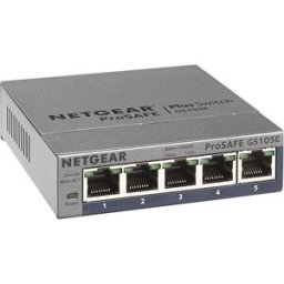 Netgear GS105E 5-Port Gigabit Ethernet Managed Network Switch - Plug-and-Play, Silent Operation, Desktop or Wall Mountable, New