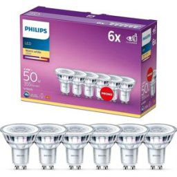 Philips LED Classic Light Bulb 6-Pack – GU10 Spot, 4.6W (50W Equivalent), Warm White (2700K), Non-Dimmable