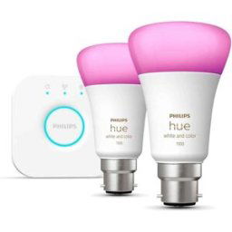 Philips Hue Smart LED Colour B22 Bulbs & Bridge Starter Kit, Used - Like New