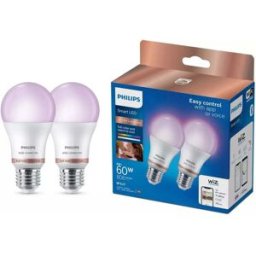 Philips WiZ E27 60W LED Cool white, RGB & warm white A60 Non-dimmable Light bulb Pack of 2