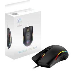 MSI FORGE GM300 Gaming Mouse – 7200 DPI Optical Sensor, Symmetrical Design, 7 Buttons, 10M+ Click Switches, RGB LED, Wired, New