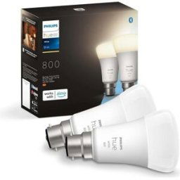 Philips Hue White LED Smart Light Bulb 2 Pack [B22 Bayonet Cap] Warm White - for Indoor Home Lighting, Compatible with Amazon Alexa Devices