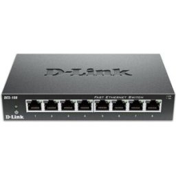 D-Link DES-108/B 8-Port Fast Ethernet Unmanaged Desktop Switch - 10/100 Mbit/s, Metal - UK Version, New