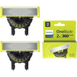 Philips OneBlade 360 Replacement Blades, for OneBlade Electric Shaver and Trimmer, with 5in1 Adjustable Comb, Durable Stainless Steel, Trim, Edge and Shave, 2 Pack, (Model QP420/60)