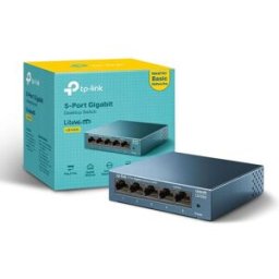 TP-LINK LS105G 5-Port Gigabit Network Switch – Metal Case, Energy-Saving, Plug & Play, QoS Support, Silent Operation, Desktop/Wall Mount, New