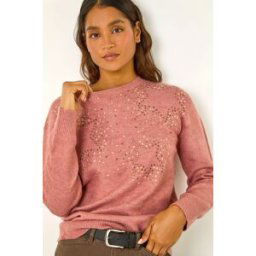 Roman Star Detail Hotfix Crew Neck Jumper 18 female