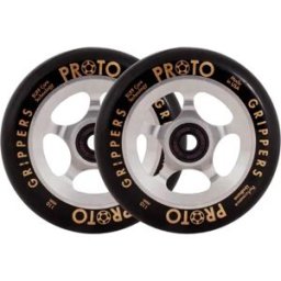 Proto Spoked Grippers Stunt Scooter Wheels 2-Pack (110mm - Black On Raw) - Black;Silver