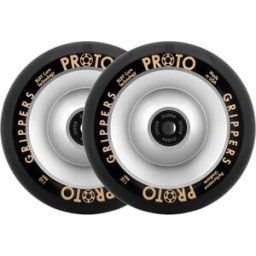 Proto Full Core Grippers Stunt Scooter Wheel 2-Pack (110mm - Black on Raw ) - Silver