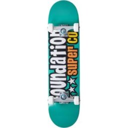 Foundation 3 Star Complete Skateboard (Teal) - Teal;White;Yellow - Size: 7.88