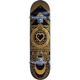 Blueprint Home Heart Complete Skateboard (V2 Black) - Black;Gold - Size: 8.125