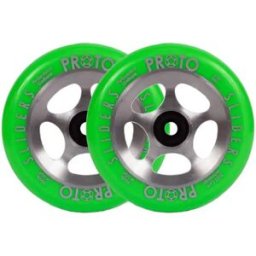Proto Sliders Starbright Stunt Scooter Wheels 2-Pack (110mm - Green On Raw) - Green;Silver