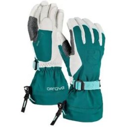 Ortovox Merino Freeride Womens Gloves (Pacific Green) - Teal;White - Size: Extra Small