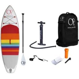Ocean Pacific Sunset Lite 9'6 Inflatable Paddle Board (White) - White;Red;Blue