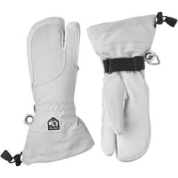 Hestra Heli Ski Female 3 Finger Gloves (Pale Grey) - Grey;White - Size: 5