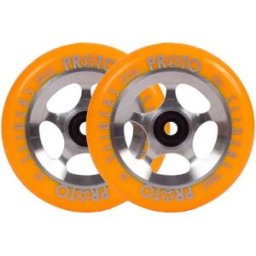 Proto Sliders Starbright Stunt Scooter Wheels 2-Pack (110mm - Orange On Raw) - Orange;Silver