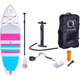 Ocean Pacific Sunset All Round 9'6 Inflatable Paddle Board (White/Grey/Pink) - White;Grey;Pink