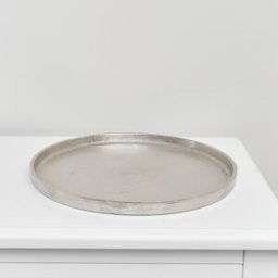 Large Round Silver Metal Tray - 30.5cm Material: Home Decor & Accessories