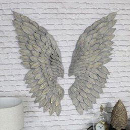 Pair of Large Grey Feather Effect Angel Wings 48cm x 110cm Material: Home Decor & Accessories/Wall Art & Plaques