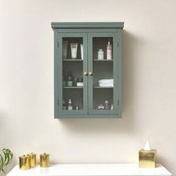 Green Glass Fronted Wall Cabinet 75cm x 57cm Material: Home Decor & Accessories/Shelves & Storage