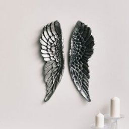 Large Silver Wall Mounted Angel Wings Material: Home Decor & Accessories