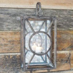 Grey Rustic Mirrored Wall Mounted Candle Light Lantern Material: Home Decor & Accessories