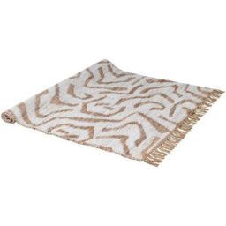 White & Beige Jute Rug 175cm Material: Home Decor & Accessories
