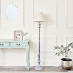 Rustic Grey Floor Lamp with Linen Shade Material: Home Decor & Accessories/Lighting