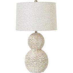 White Wash Wicker Globe Table Lamp With Linen Shade Material: Home Decor & Accessories/Lighting