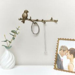Antique Gold Bird Tree Branch Wall Hook Material: Home Decor & Accessories