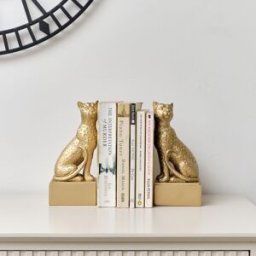 Gold Sitting Leopard Bookends - 20cm Material: Home Decor & Accessories