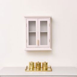 Pink Reeded Glass Wall Cabinet Material: Home Decor & Accessories/Shelves & Storage