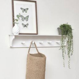 White Wall Shelf with Hooks Material: Home Decor & Accessories/Shelves & Storage