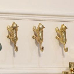 Set of 3 Gold Monkey Wall Hooks Material: Home Decor & Accessories