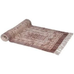 Red & White Fringed Cotton Rug 240cm Material: Home Decor & Accessories