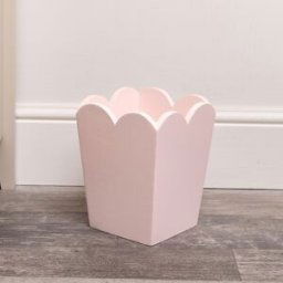 Pink Wooden Scalloped Edge Waste Paper Bin Material: Home Decor & Accessories/Baskets & Bins
