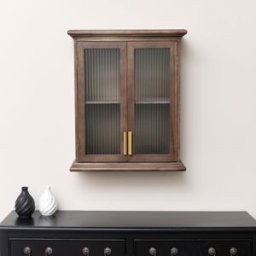 Wooden Reeded Glass Wall Cabinet Material: Home Decor & Accessories/Shelves & Storage