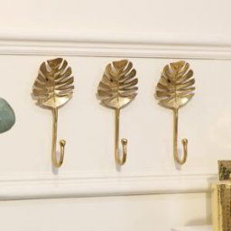Set Of 3 Gold Monstera Leaf Wall Hooks Material: Home Decor & Accessories
