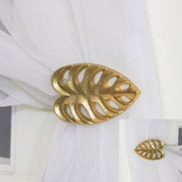 Pair of Gold Monstera Leaf Curtain Holdbacks Material: Home Decor & Accessories