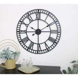 Black Metal Skeleton Clock 60cm x 60cm Material: Home Decor & Accessories/Clocks