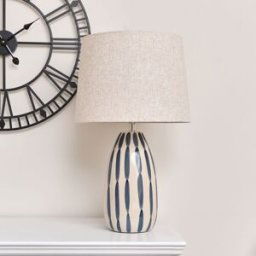 Blue and Cream Hand Painted Table Lamp with Linen Shade Material: Home Decor & Accessories/Lighting/Table Lamps