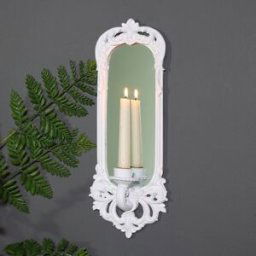 Ornate White Wall Mirror Candle Holder Sconce Material: Home Decor & Accessories/Wall Art & Plaques