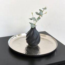 Large Round Silver Hammered Metal Tray Material: Home Decor & Accessories