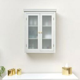 Grey Frosted Glass Fronted Wall Cabinet 75cm x 57cm Material: Home Decor & Accessories/Shelves & Storage