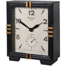 Black & Gold Metal Square Table Top / Mantel Clock 32cm x 26cm Material: Home Decor & Accessories/Clocks