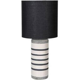 Monochrome Black & White Striped Table Lamp with Black Shade Material: Home Decor & Accessories/Lighting