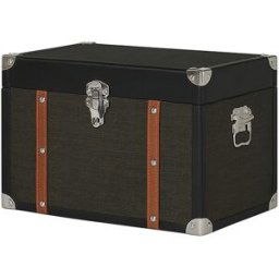 Medium Black & Orange Wood Trim Storage Box / Trunk Material: Home Decor & Accessories
