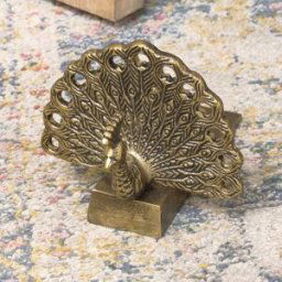 Antique Brass Gold Metal Peacock Doorstop Material: Home Decor & Accessories