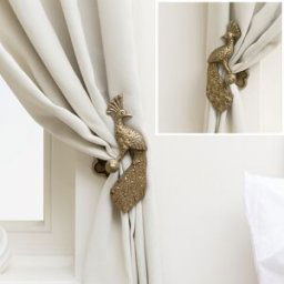 Set of 2 Antique Brass Gold Metal Peacock Curtain Tie Backs Material: Home Decor & Accessories