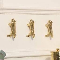 Set of 3 Gold Tiger Wall Hooks Material: Home Decor & Accessories