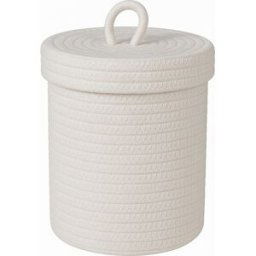 Medium White Cotton Rope Lidded Storage Basket - 27.5cm Material: Home Decor & Accessories